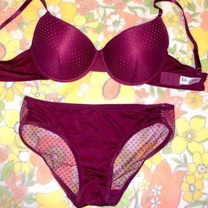 Juicy wine ?? colour set of bra&underwear High Quality